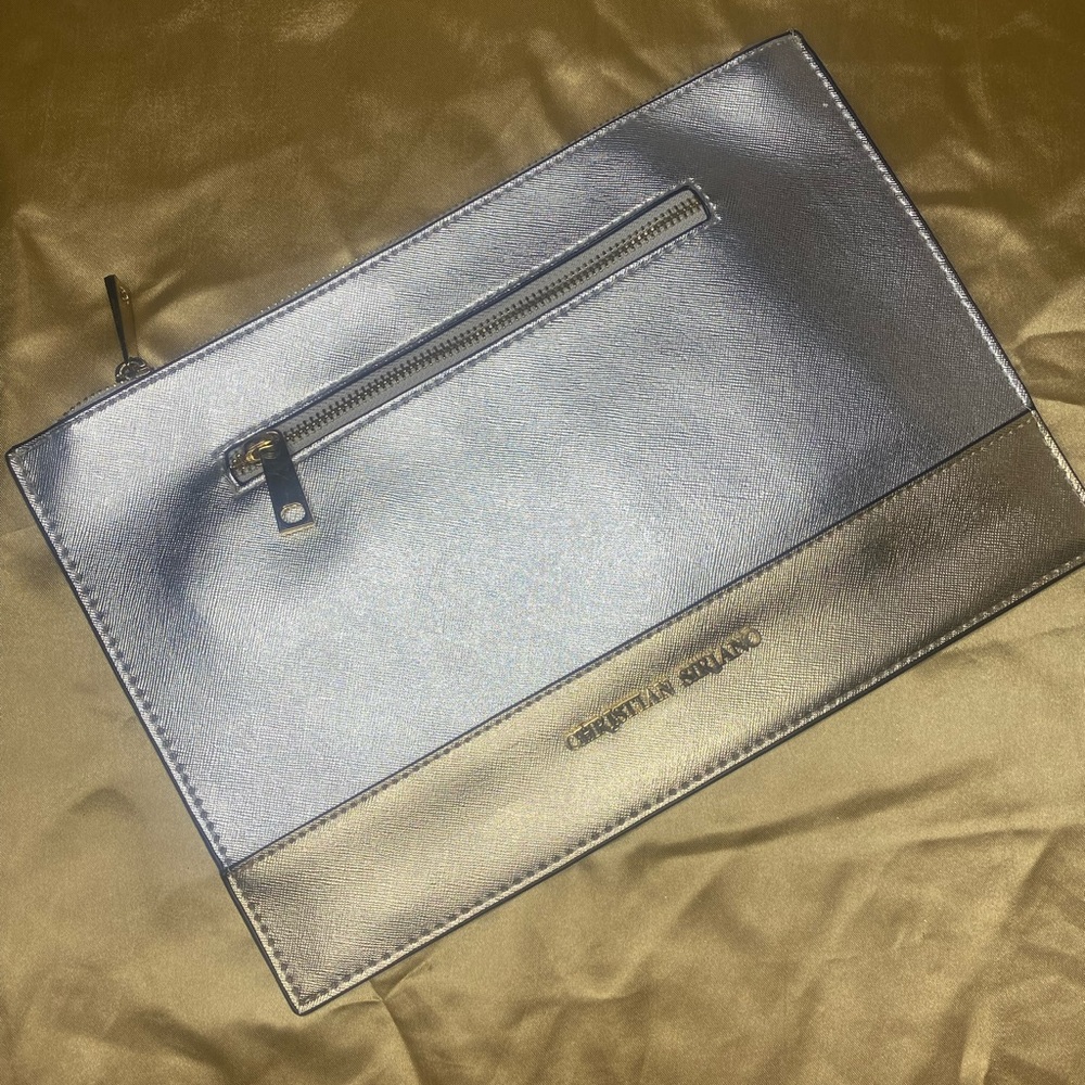 Christian Siriano Metallic Gold &Silver Zipper Clutch